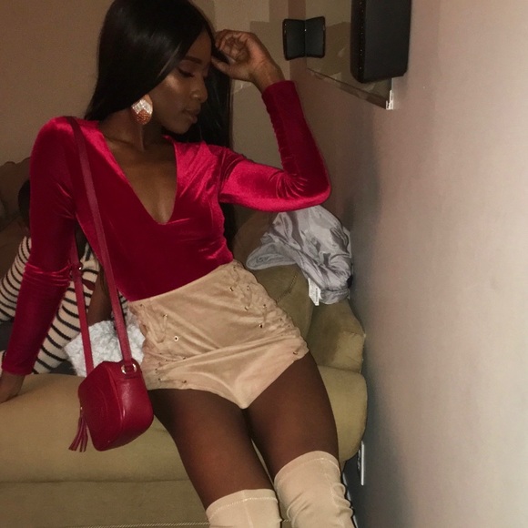 Red velvet bodysuit - Picture 1 of 2